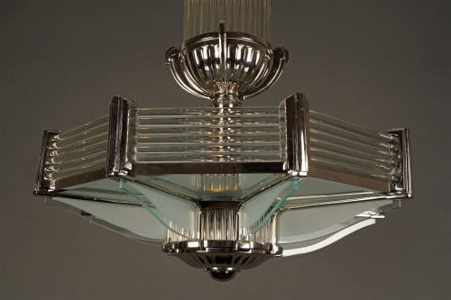 Antiquités - Atelier Petitot, Art Deco Chandelier, France circa 1930
