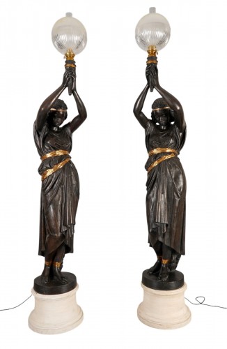 M. Moreau & Val d'Osne, Pair of "Nubian" Torcheres, France, Late 19th cent.