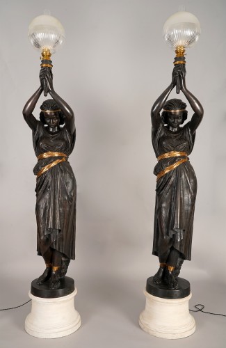 M. Moreau &amp; Val d'Osne, Pair of "Nubian" Torcheres, France, Late 19th cent. - 