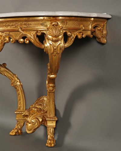 XIXe siècle - Console en bois sculpté et doré , France circa 1870