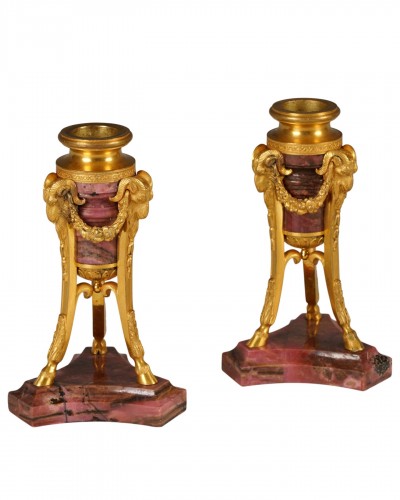 Pair of "Rams" Candlesticks, France circa 1870