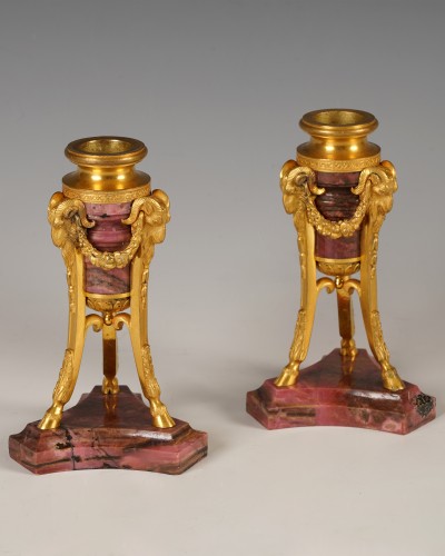 Pair of "Rams" Candlesticks, France circa 1870 - Lighting Style Napoléon III