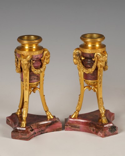 Lighting  - Pair of "Rams" Candlesticks, France circa 1870