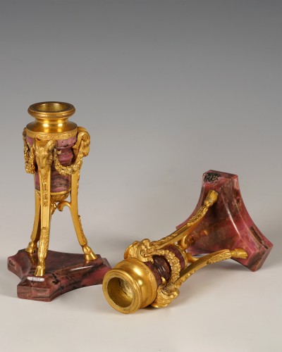 Pair of "Rams" Candlesticks, France circa 1870 - 
