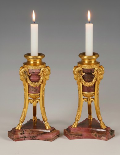 Antiquités - Pair of "Rams" Candlesticks, France circa 1870