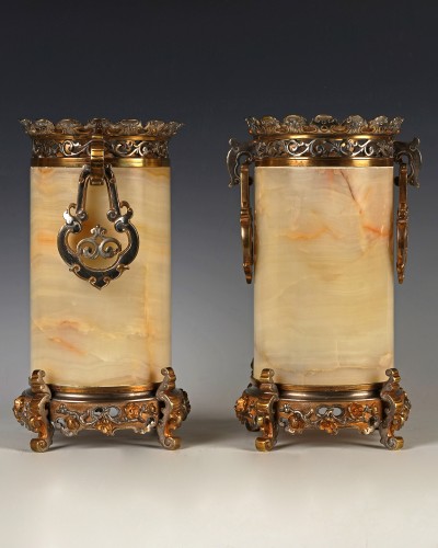 Objet de décoration Cassolettes, coupe et vase - E. Cornu - Paire de vases rouleaux, France circa 1870