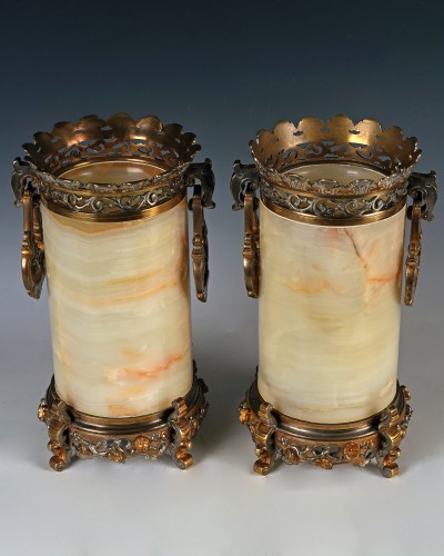 XIXe siècle - E. Cornu - Paire de vases rouleaux, France circa 1870