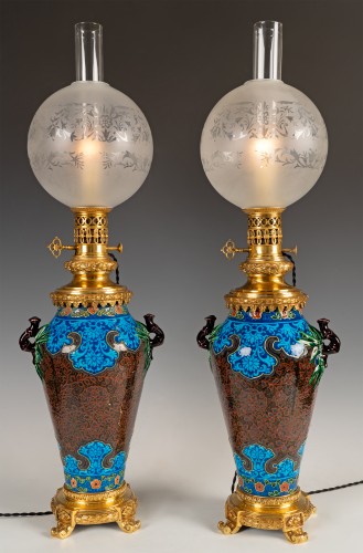 J. Vieillard &amp; Cie and A. de Caranza, Pair of Lamps, France circa 1880 - Lighting Style 