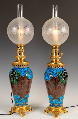 Lighting  - J. Vieillard &amp; Cie and A. de Caranza, Pair of Lamps, France circa 1880