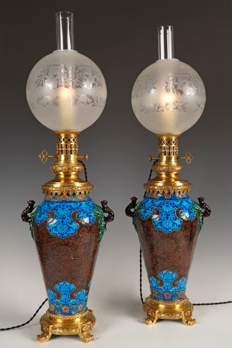J. Vieillard &amp; Cie and A. de Caranza, Pair of Lamps, France circa 1880 - 