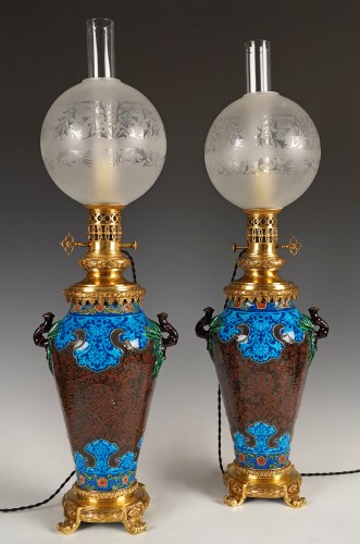 19th century - J. Vieillard &amp; Cie and A. de Caranza, Pair of Lamps, France circa 1880