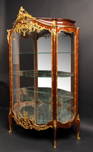 F. Schmit, vitrine d'inspiration Louis XV, France circa 1870 - Tobogan Antiques