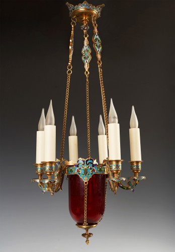 F. Barbedienne, lustre orientalisant et ses appliques, France circa 1880 - Tobogan Antiques