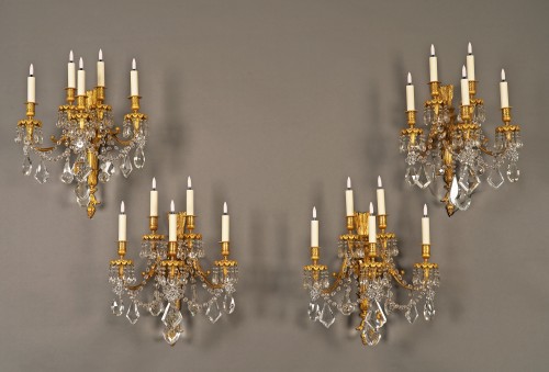 Lighting  - Baccarat, Set of four « Quiver » Wall-lights, France Circa 1890