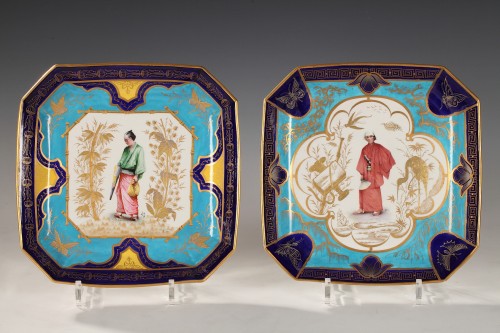 Paire de plats Japonisants, France circa 1875 - Céramiques, Porcelaines Style 