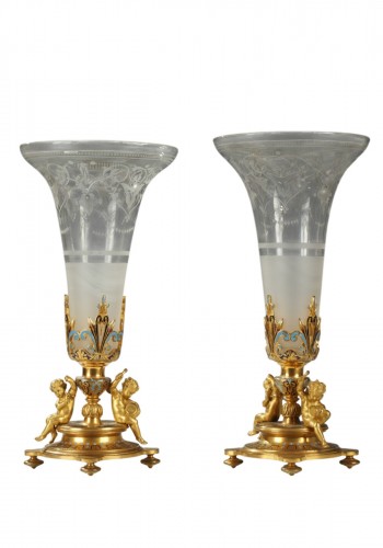 Maison A. Giroux, Paire de vases cornets, France Circa 1860