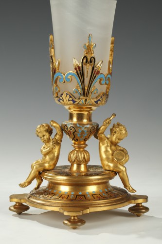 Decorative Objects  - Maison A. Giroux, Pair of Trumpet Vases, France, Circa 1860