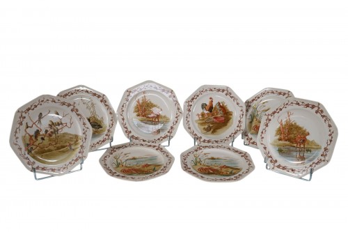 Brown-Westhead Moore & Cie, service de table "aux Fables de la Fontaine", Angleterre circa 18