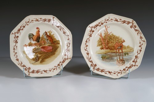 XIXe siècle - Brown-Westhead Moore & Cie, service de table "aux Fables de la Fontaine", Angleterre circa 18