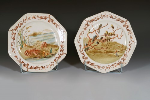 Antiquités - Brown-Westhead Moore & Cie, service de table "aux Fables de la Fontaine", Angleterre circa 18