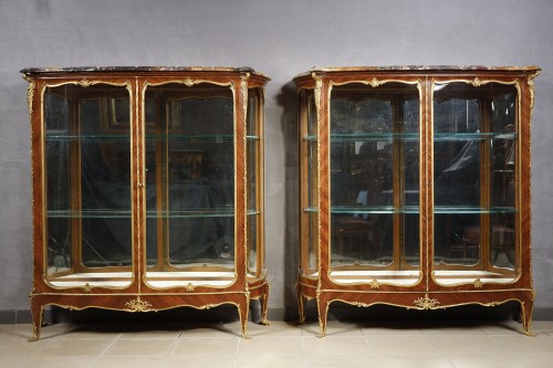 J.-E. Zwiener &amp; L. Messagé, pair of Vitrines, France circa 1885 - Furniture Style 