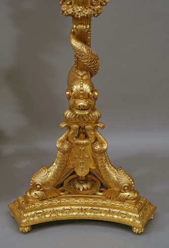 Antiquités - Paire de porte-torchères « aux Dauphins », France Circa 1860