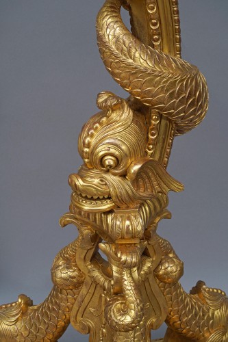 Antiquités - Paire de porte-torchères « aux Dauphins », France Circa 1860