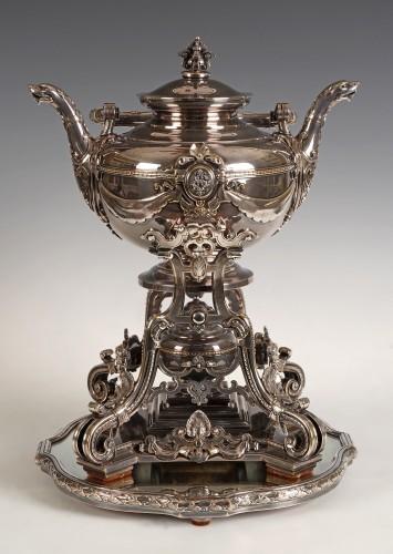 J. Mégemond, Samovar et son plateau, France circa 1870 - Argenterie et Arts de la table Style Napoléon III