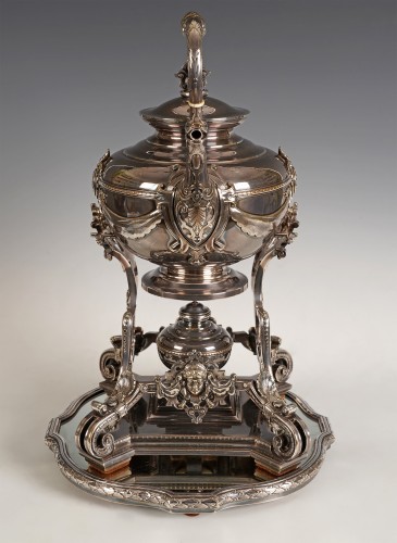 J. Mégemond, Samovar et son plateau, France circa 1870 - Tobogan Antiques