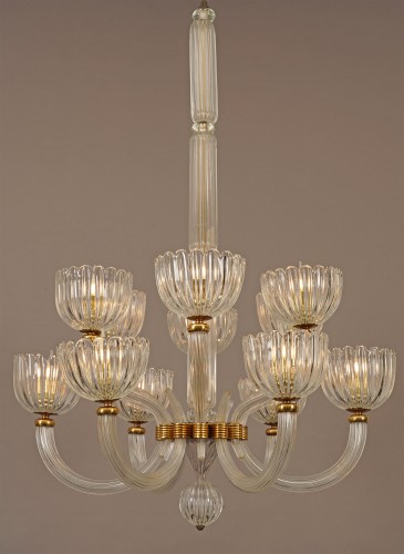 Barovier & Toso, paire de lustres Murano, Italie circa 1940 - Tobogan Antiques