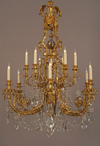Lacarriere, Delatour et Cie, lustre aux acanthes, France Circa 1870 - Luminaires Style Napoléon III