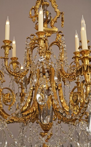Antiquités - Lacarriere, Delatour et Cie, lustre aux acanthes, France Circa 1870