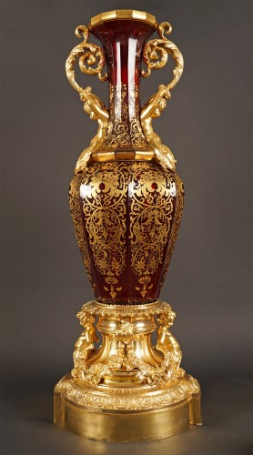 Vase with Tritons, attributed to A. Giroux, France Circa 1860 - Glass & Crystal Style Napoléon III