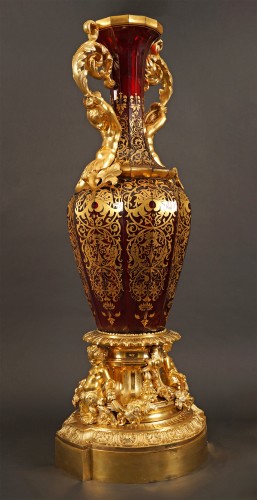 Glass & Crystal  - Vase with Tritons, attributed to A. Giroux, France Circa 1860