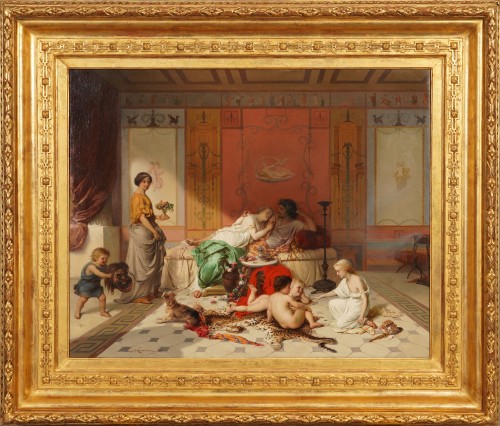 Joseph Coomans (1813-1889), Derniers jours de bonheur à Pompéi - Tableaux et dessins Style 