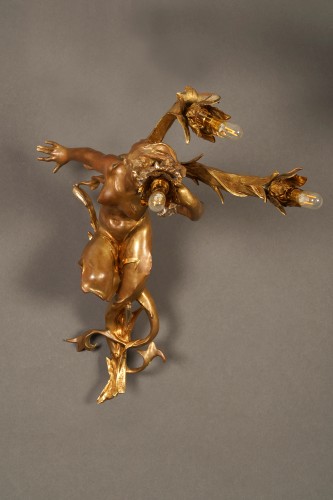 G. de Kerveguen, "Triton and Mermaid" Sconces, France Circa 1890 - Lighting Style Napoléon III