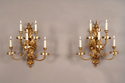 Paire d'appliques émaillées orientalisantes, France circa 1890 - Luminaires Style Napoléon III