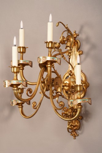 Luminaires Appliques - Paire d'appliques émaillées orientalisantes, France circa 1890