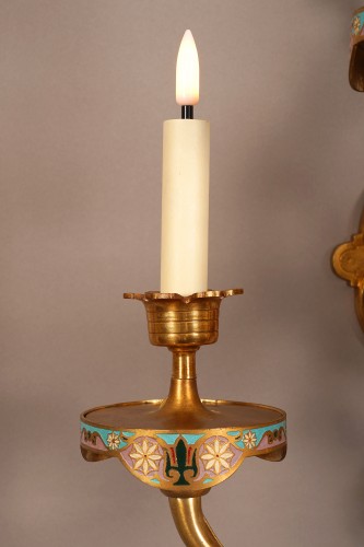 Paire d'appliques émaillées orientalisantes, France circa 1890 - Napoléon III