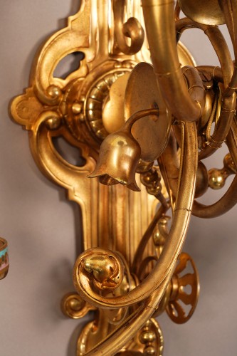 Napoléon III - Paire d'appliques émaillées orientalisantes, France circa 1890
