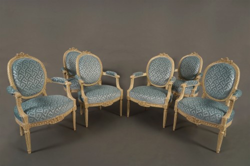 XVIIIe siècle - Ensemble de six fauteuils en cabriolet, France circa 1780