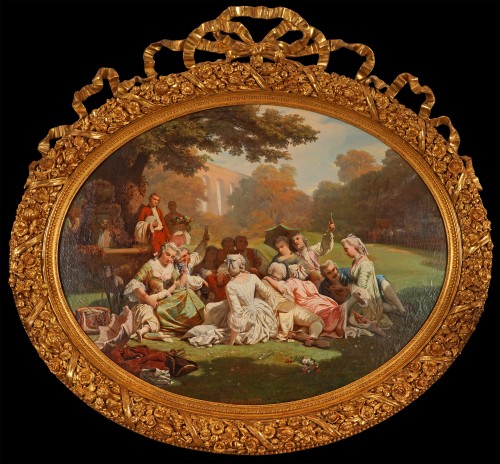 J.-A. Duval Le Camus (1814-1878) - Fête Galante in a park, circa 1880 - Paintings & Drawings Style 