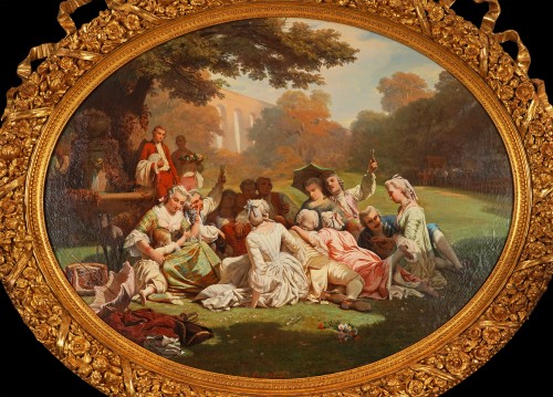 Paintings & Drawings  - J.-A. Duval Le Camus (1814-1878) - Fête Galante in a park, circa 1880