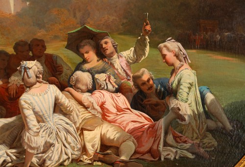 19th century - J.-A. Duval Le Camus (1814-1878) - Fête Galante in a park, circa 1880