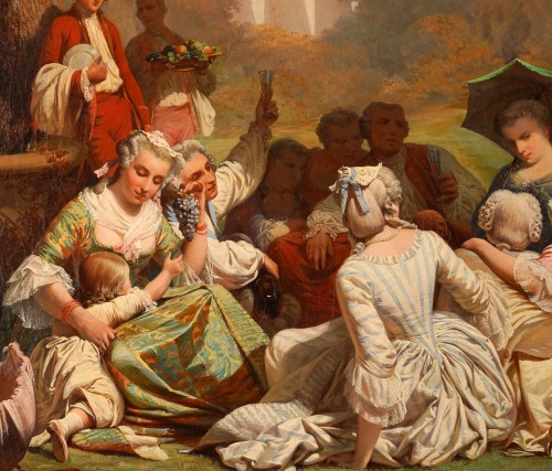 XIXe siècle - J.-A. Duval Le Camus (1814-1878) - Fête galante dans un parc, circa 1850