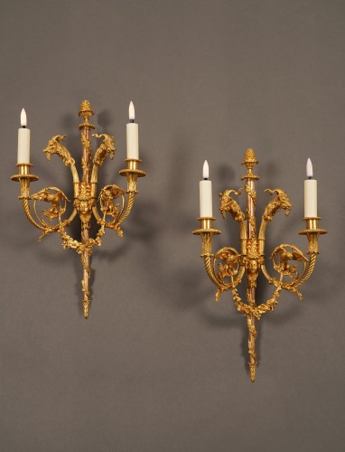 H. Vian (1860-1905), Pair of wall sconces with goats, France Circa 1870 - Lighting Style Napoléon III