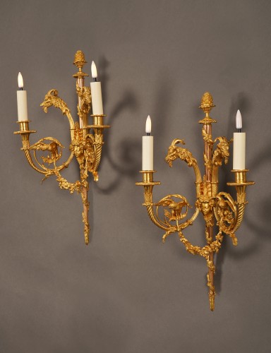 Lighting  - H. Vian (1860-1905), Pair of wall sconces with goats, France Circa 1870