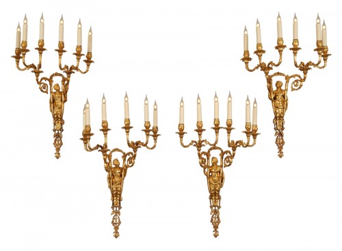 A. Delafontaine, Quatre Appliques « Hercule et Omphale », France circa 1880