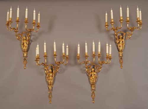 A. Delafontaine, Quatre Appliques « Hercule et Omphale », France circa 1880 - Luminaires Style 