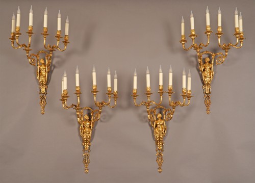 Luminaires Appliques - A. Delafontaine, Quatre Appliques « Hercule et Omphale », France circa 1880